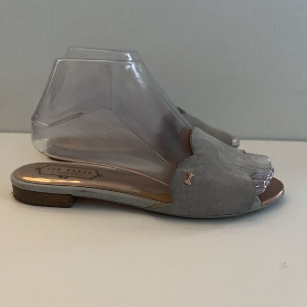 Ted Baker Women's Suede Scalloped Blue Slide Slip On Sandal SZ 37 US 6.5